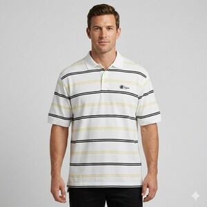 Izod Club Sawgrass Polo Shirt Vintage XXL White Striped Mercerized Cotton